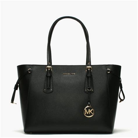 michael kors black tote eather|Michael Kors handbags small black.